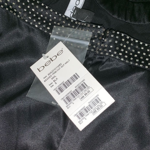 Bebe Black Beaded Silk Halter dress - Picture 5 of 8